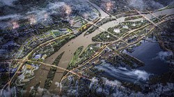 Phối cảnh dự án đại lộ và cảnh quan ven sông Hồng.