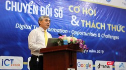 Chủ tịch Hội Truyền thông số Việt Nam, ông Nguyễn Minh Hồng phát biểu khai mạc Hội thảo.