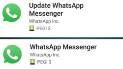 So sánh ứng dụng WhatsApp giả mạo (trên) và WhatsApp thật. ẢNH CHỤP MÀN HÌNH
FACEBOOK