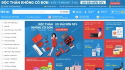 Một phần giao diện website Tiki.vn - Ảnh chụp màn hình