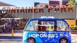 Chiếc xe buýt tự lái trong vụ tai nạn tại Las Vegas tuần qua (ảnh: City of Las Vegas)