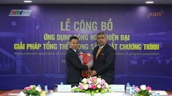 Lãnh đạo VTVCab va Vizrt tại lễ công bố hệ thống sản xuất chương trình mới của VTVcab.