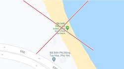 Bãi biển ở TP. Tuy Hòa (Phú Yên) Google Maps lại chú thích sai nghiêm trọng thành "sandy South China Sea beach" (ảnh chụp lúc 17h35)