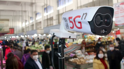 Một máy đo nhiệt độ 5G mới được đặt tại một khu chợ ở quận  Wuzhong, thành phố Tô Châu, tỉnh Giang Tô của Trung Quốc, ảnh chụp ngày 20/2/2020. Ảnh: SCMP