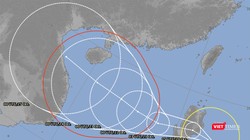 Bản đồ dự báo diễn biến bão số 8 (bão Saudel) của cơ quan khí tượng Nhật Bản