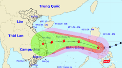 Đường đi của bão số 10 sau khi đi vào biển Đông
