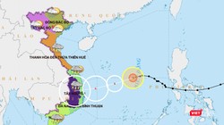 Hướng di chuyển của bão số 10 trong 24h tới