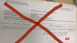 Phiếu xét nghiệm giả mạo với phần kết quả được ghép nghiêng