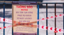Bảng thông báo dừng phục vụ tại bãi biển du lịch Đà Nẵng trong sáng ngày 4/5