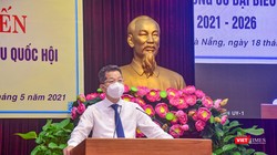 Ông Nguyễn Văn Quảng – Bí thư Thành uỷ Đà Nẵng phát biểu tại hội nghị Tiếp xúc cử tri trực tuyến, vận động bầu cử đại biểu Quốc hội khóa 15, nhiệm kỳ 2016-2021 diễn ra sáng ngày 18/5 (ảnh Khánh Hưng)