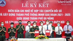 Quang cảnh lễ ký kết biên bản ghi nhớ về xây dựng TP thông minh giai đoạn từ năm 2021 – 2025 giữa UBND TP Đà Nẵng và Tập đoàn Viettel (ảnh danang.gov.vn)