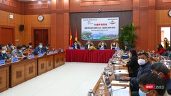 Quang cảnh họp báo công bố sự kiện Năm du lịch Quốc gia – Quảng Nam 2022 tại đầu cầu UBND tỉnh Quảng Nam