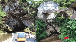 Cổng trời hay còn gọi là Hang Gợp tại khu du lịch Cổng trời Đông Giang (Quảng Nam) trước khi được đầu tư (ảnh nhỏ) và hiện tại