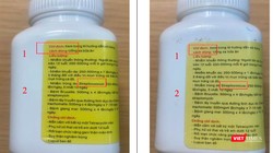 Thuốc Tetracyclin thật (hình bên trái) và giả. (Ảnh Cục quản lý Dược)