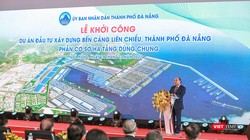 Chủ tịch nước Nguyễn Xuân Phúc phát biểu lại lễ khởi công Hợp phần A- Cơ sở hạ tầng dùng chung của dự án xây dựng bến cảng Liên Chiểu 