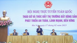 Thủ tướng Phạm Minh Chính chủ trì Hội nghị trực tuyến toàn quốc "tháo gỡ khó và thúc đẩy thị trường bất động sản phát triển an toàn, lành mạnh, bền vững" diễn ra sáng ngày 17/2 (Ảnh VGP/Nhật Bắc)