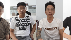 Các đối tượng bị tạm giữ tại cơ quan công an (ảnh CATP DN)