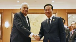 Chủ tịch nước Võ Văn Thưởng gặp Tổng thống Sri Lanka Ranil Wickremesinghe. (Ảnh: Tiến Trung/TTXVN)