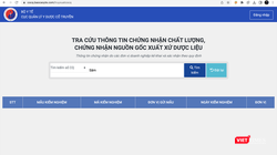 Trang tra cứu thông tin chứng nhận nguồn gốc dược liệu