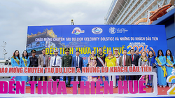 Quang cảnh lễ đón tàu du lịch đầu tiên đến tỉnh Thừa Thiên Huế bằng đường biển năm 2024. (ảnh thuathienhue.gov.vn)