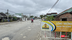 Các vị trí hư hỏng, đọng nước trên tuyến Quốc lộ 14E (đoạn qua xã Bình Quý, huyện Thăng Bình, Quảng Nam) đã được đơn vị thi công khắc phục, đảm bảo việc đi lại cho người dân.