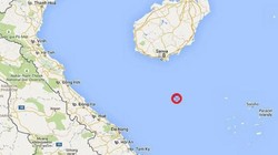 Vị trí giàn khoan Hải Dương 981 (màu đỏ) hoạt động thăm dò dầu khí từ ngày 25-6 đến ngày 20-8-2015.