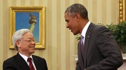 Tổng Bí thư Nguyễn Phú Trọng và Tổng thống Barack Obama tại Phòng Bầu dục của Nhà Trắng