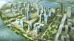 Phối cảnh khu phức hợp "thành phố thông minh" - Thủ Thiêm Eco Smart City trong Khu đô thị mới Thủ Thiêm. 