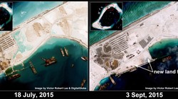 Đá Subi ngày 18-7-2015 và 3-9-2015 - Ảnh: thediplomat.com