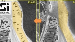 Ảnh chụp một bãi biển trên đảo Phú Lâm trong hai ngày 14/2 và 3/2. Ảnh: ISI