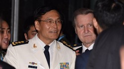 Đô đốc Tôn Kiến Quốc dẫn đầu đoàn Trung Quốc tham dự Đối thoại Shangri-La. Ảnh: CNA