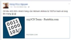 Dữ liệu khách hàng của Vietnam Airlines bị tung lên mạng chiều nay.