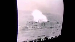 Màn hình điều khiển máy bay không người lái ghi lại cảnh tấn công mục tiêu bằng tên lửa đạn đạo Tochka