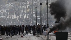 Người dân Palestine biểu tình, đốt cờ Mỹ ở thành phố Ramallah trên Bờ Tây - ảnh minh họa truyền thông Palestine