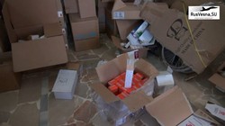 Kho thuốc và vật dụng, vật phẩm y tế của Liên Hiệp Quốc. Ảnh minh họa video Rusvesna