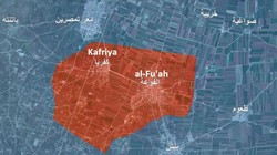 Bản đồ các thị trấn al-Fu'ah và Kafriya bị bao vây ở Idlib