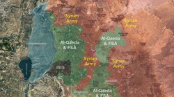Phân bổ tương quan lực lượng và hình thái chiến trường địa phận tỉnh Daraa. Ảnh South Front