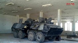 Quân đội Syria thu giữ một số lượng lớn vũ khí trang bị của FSA trên cửa khẩu Nassib trên xa lộ thương mại chiến lược Damascus-Amman. Ảnh SANA