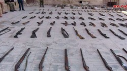 Những vũ khí thu được trên địa phận tỉnh Homs. Ảnh: SANA.