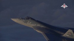 Tiêm kích Su-57 trên chiến trường Syria, ảnh minh họa video Bộ Quốc phòng Nga.