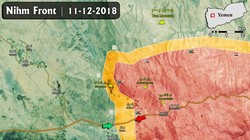 Cuộc tấn công của liên minh quân sự do Ả rập Xê-út dẫn đầu đánh vào quận Nihm trên bờ biển phía tây Yemen. Bản đồ: Masdar News.