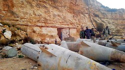 Một số đầu đạn tên lửa SAM do quân đội Syria phát hiện trong khu vực Daraa, al-Sweida. Ảnh minh họa: SANA.