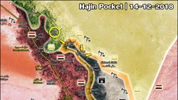 Lực lượng SDF đánh chiếm thị trấn Hajin, thung lũng sông Euphrates. Bản đồ: South Front.