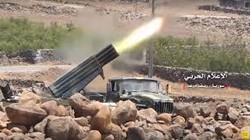 Pháo phản lực hạng nặng quân đội Syria dội lửa vào chiến tuyến thánh chiến ở Hama. Ảnh minh họa Masdar News