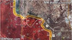 Bản đồ chiến tuyến vùng tây bắc tỉnh Hama theo South Front.