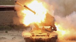 Pháo phản lực nhiệt áp TOS-1A Solntsepek phóng đạn. Ảnh Rusvesna