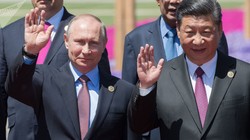 Ông Putin và ông Tập Cận Bình tại hội nghị "vành đai và con đường" tổ chức tại Trung Quốc