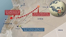 Sơ đồ vụ tấn công của chiến đấu cơ Israel vào căn cứ không quân Syria sáng 9/4