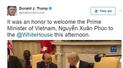 Video đón tiếp Thủ tướng Nguyễn Xuân Phúc được Tổng thống Donal Trump đăng trang trọng trên Twitter  cá nhân.