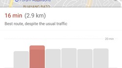 Sau khi tìm kiếm và nhấn chọn nút Nhận chỉ đường (Get Directions), người dùng chỉ cần gạt màn hình lên để thấy chi tiết tuyến đường đã chọn.